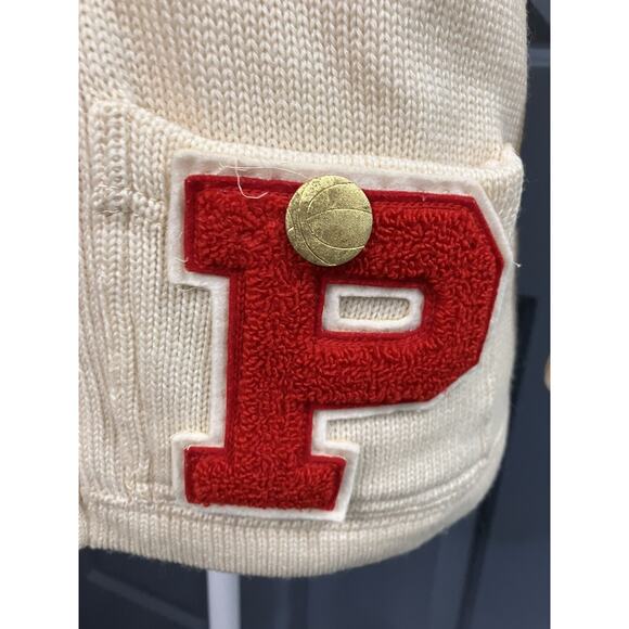 1960’s Burean Letterman Cardigan Sweater Size 36 Cream/Red PHS Band - Picture 2 of 16